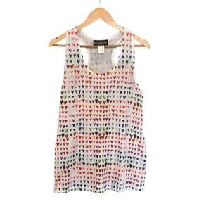 The Pyramid Collection Rainbow Heart Tank Top Knit Racerback L